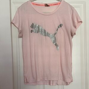 Puma Light Pink Tee with Silver Logo